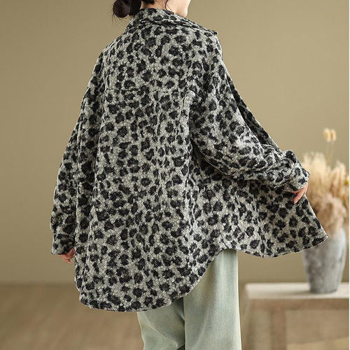 大きいサイズ コート レオパード ヒョウ柄 レディース 秋冬 春