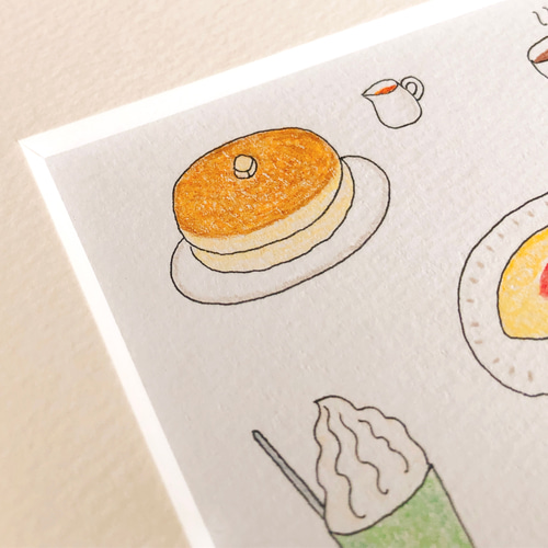 ほかほか喫茶店（一点ものイラスト原画）（木の額縁付き） イラスト