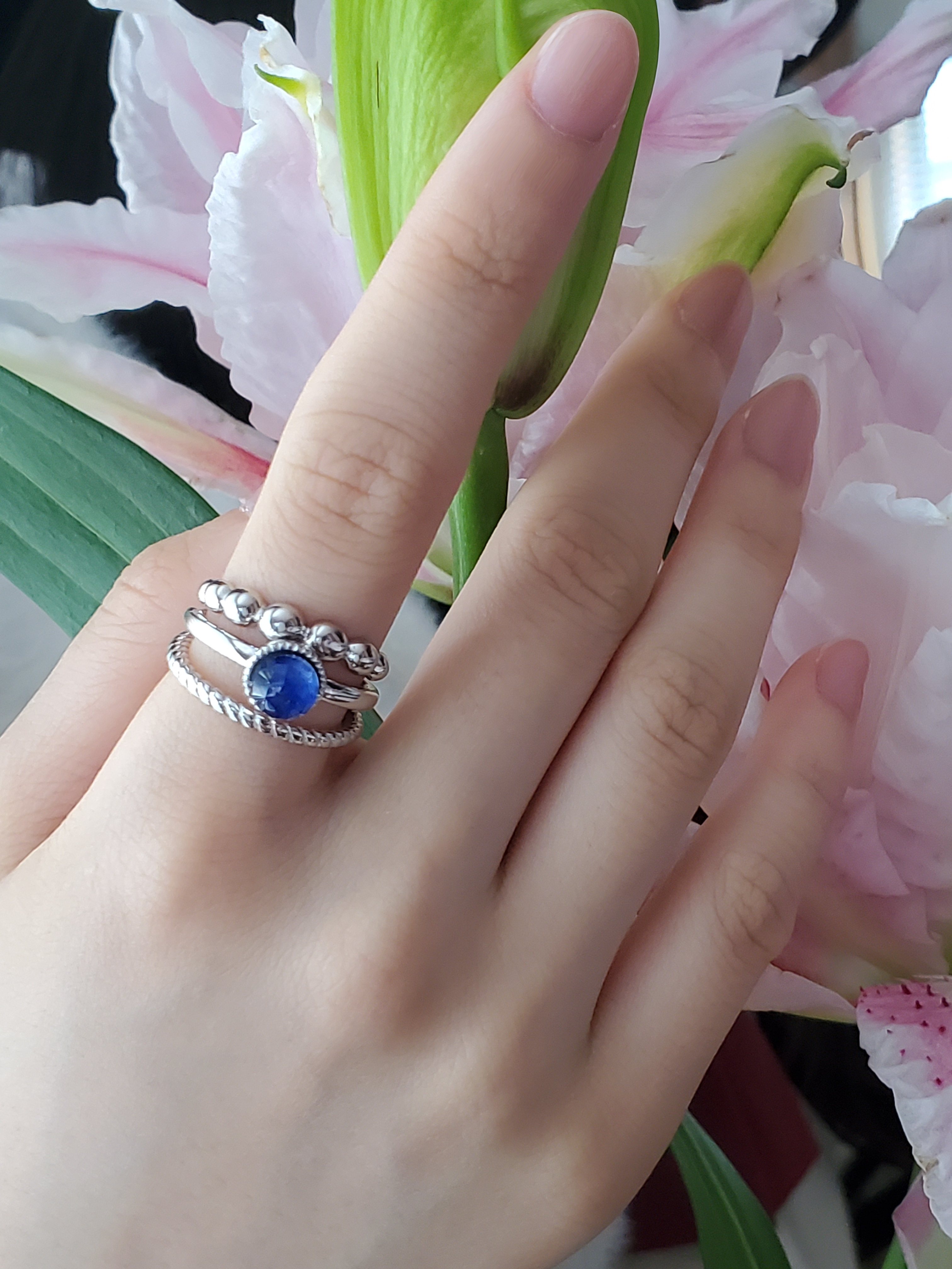 ご褒美2点セット❤️ラピスラズリ重ね付けマルチリングRS-229（28）