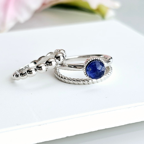 ご褒美2点セット❤️ラピスラズリ重ね付けマルチリングRS-229（28