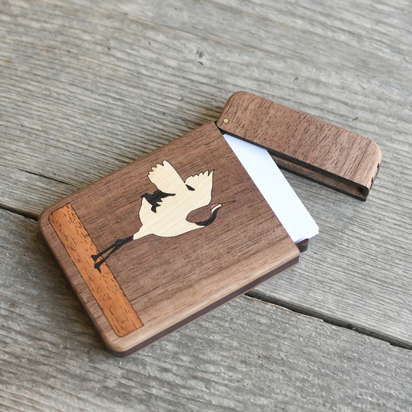 木製名片夾鳥“鶴” 第4張的照片