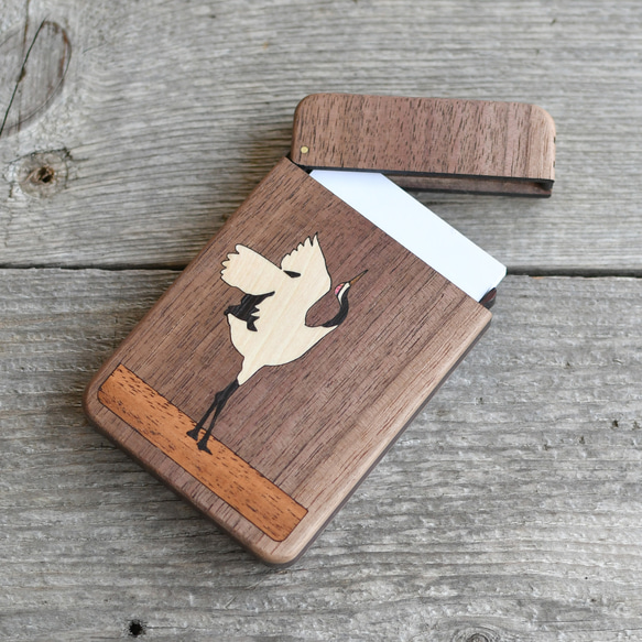 木製名片夾鳥“鶴” 第2張的照片