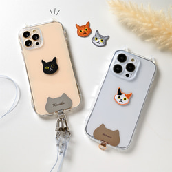 ねこが好き！ スマホケース 猫3点セット 【 ワッペン 猫 】 猫耳TPUクリアケース 名入れ A314I 20枚目の画像