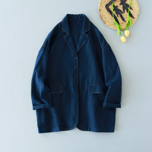 marka リネンジャケット Mサイズ ベージュ ブラウン 麻100% 日本製