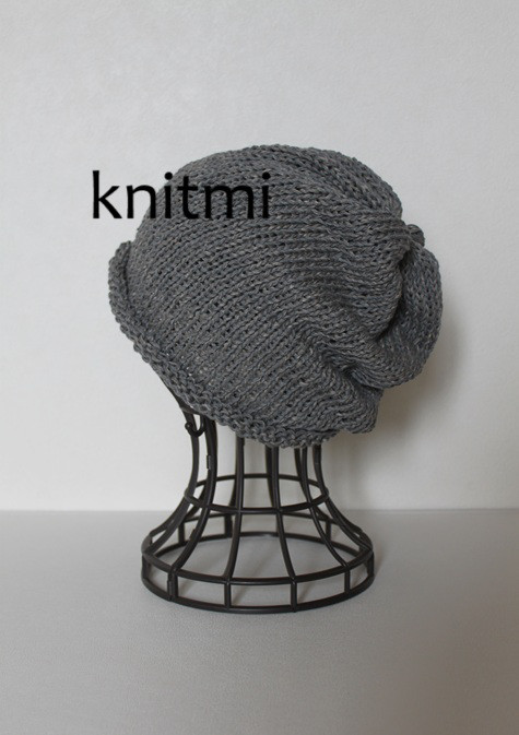 男女兼用【コットン１００％】ゆるっと柔らか すっぽりOK★涼しいニット帽子　シンプル　グレー