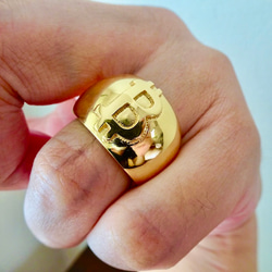仁尾彫金『k18ゴールド、スター甲丸リング』ハンドメイド381b