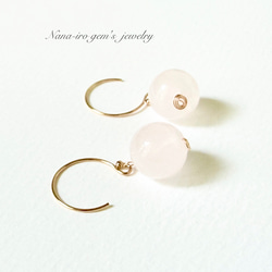 14kgf pearl × gold wave pierce ピアス（フック・チェーン