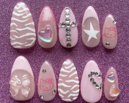 C26★キッズ ネイルチップ コギャル 猫 ピンク 4c92f925300ff842b5b5ed51fc8993