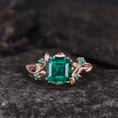 エメラルドグリーン リング K14  エメラルド 天然エメラルド K14 ハーフエタニティリング キラキラ