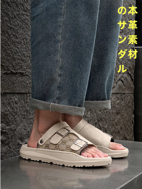 2025新型夏のビーチシューズ男性厚底カジュアル両用スリッパ