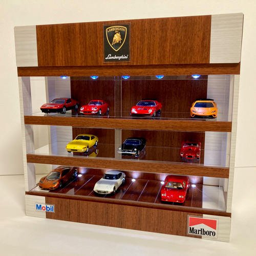 1/64展示21台可・チーク＆白木・3層ディスプレーBOX