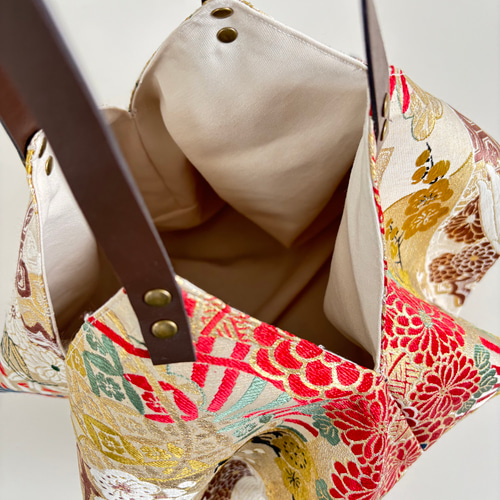 帯リメイクバッグ あずま袋、風呂敷袋、エコバッグ、ショッピング