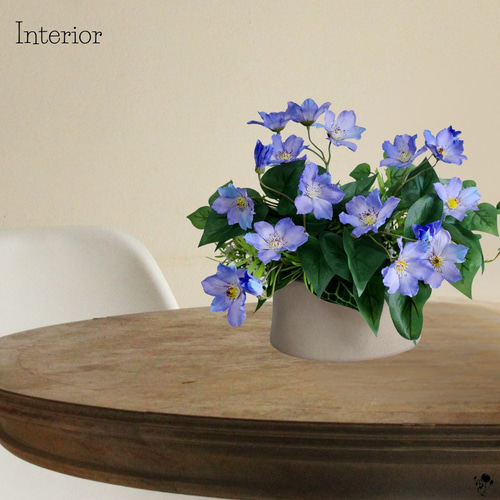 お供え花　仏花　造花アレンジ　クレマチス 高品質]御仏壇用のお供え花（クレマチス 薄紫）｜お墓へのお供え用