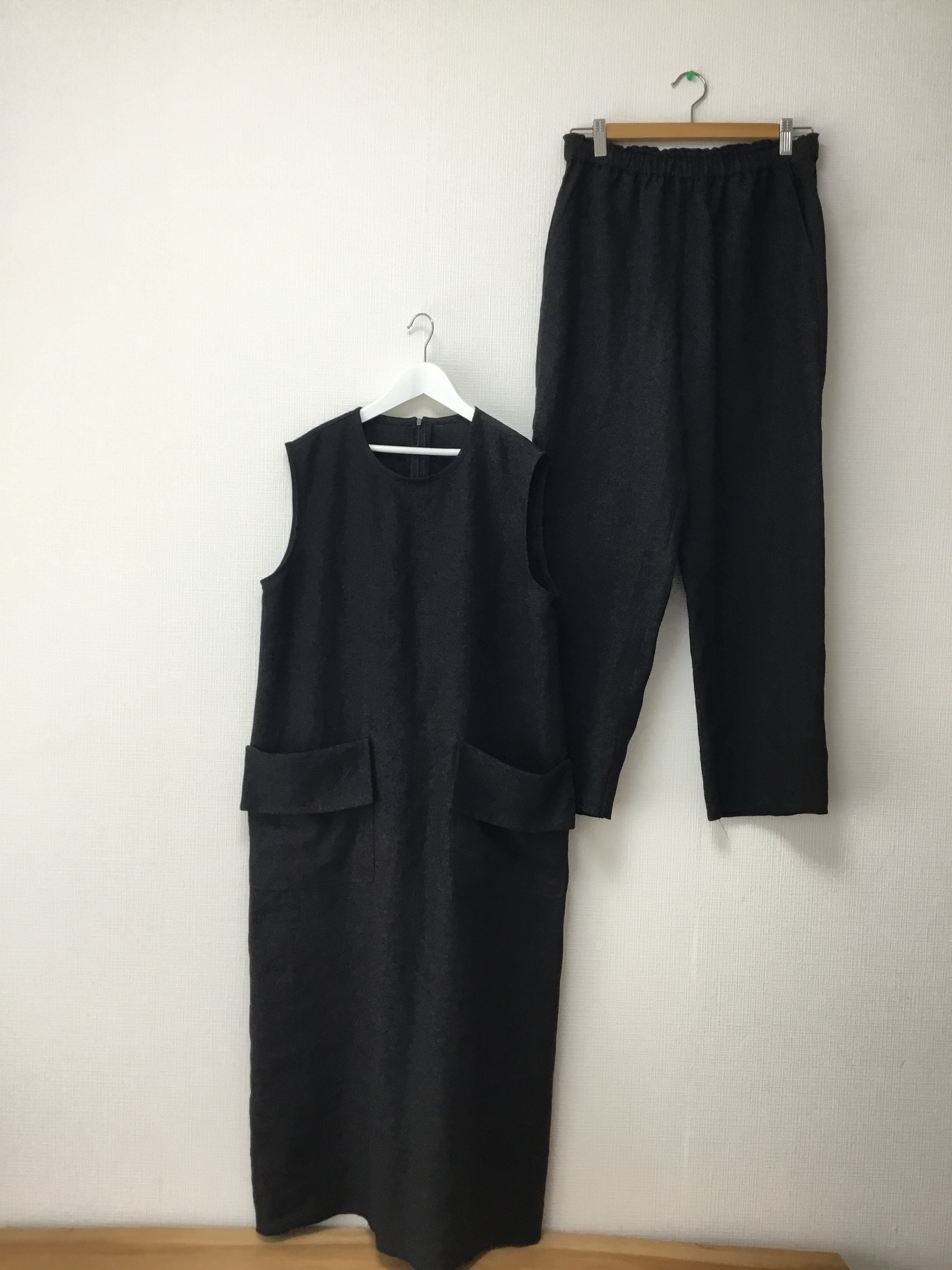リネン100%ワンピース&パンツセットアップⓂ️寸法‼️BLACK