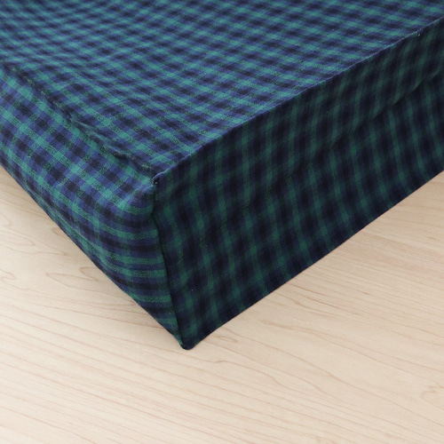 【rara★】通園通学セット　ファミリア風チェック生地(緑)×ネイビー ファミリア風 緑チェック ネイビー タータンチェック 紙袋型