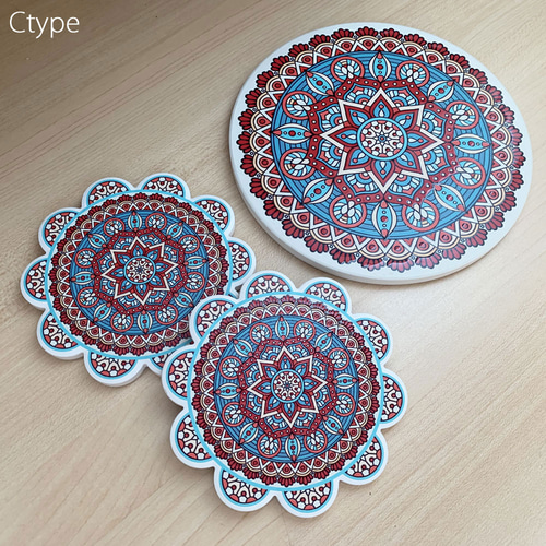 テーブルウエア ☆モロッコタイル柄 ポットマット＆ コースター セット