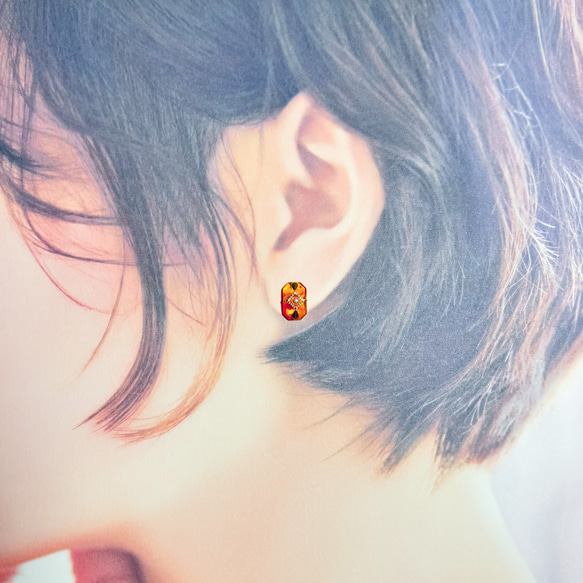 ♡送料無料♡八角マーブルレジンピアス/イヤリング　ステンレス　樹脂ピアス　ノンホールピアス 8枚目の画像