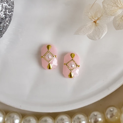 ♡送料無料♡八角マーブルレジンピアス/イヤリング　ステンレス　樹脂ピアス　ノンホールピアス 9枚目の画像