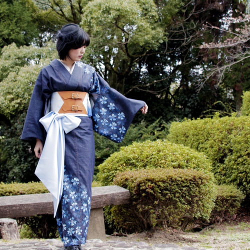 桜尽くし/BL/太」コルセット帯ベルト｜名入れ可能｜モダン着物｜西陣織