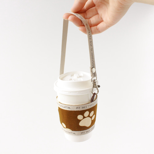 ハンドメイド ドリンクホルダー、被り猫ちゃん柄 ドリンクホルダー カップホルダー カップスリーブ カップ 持ち歩き