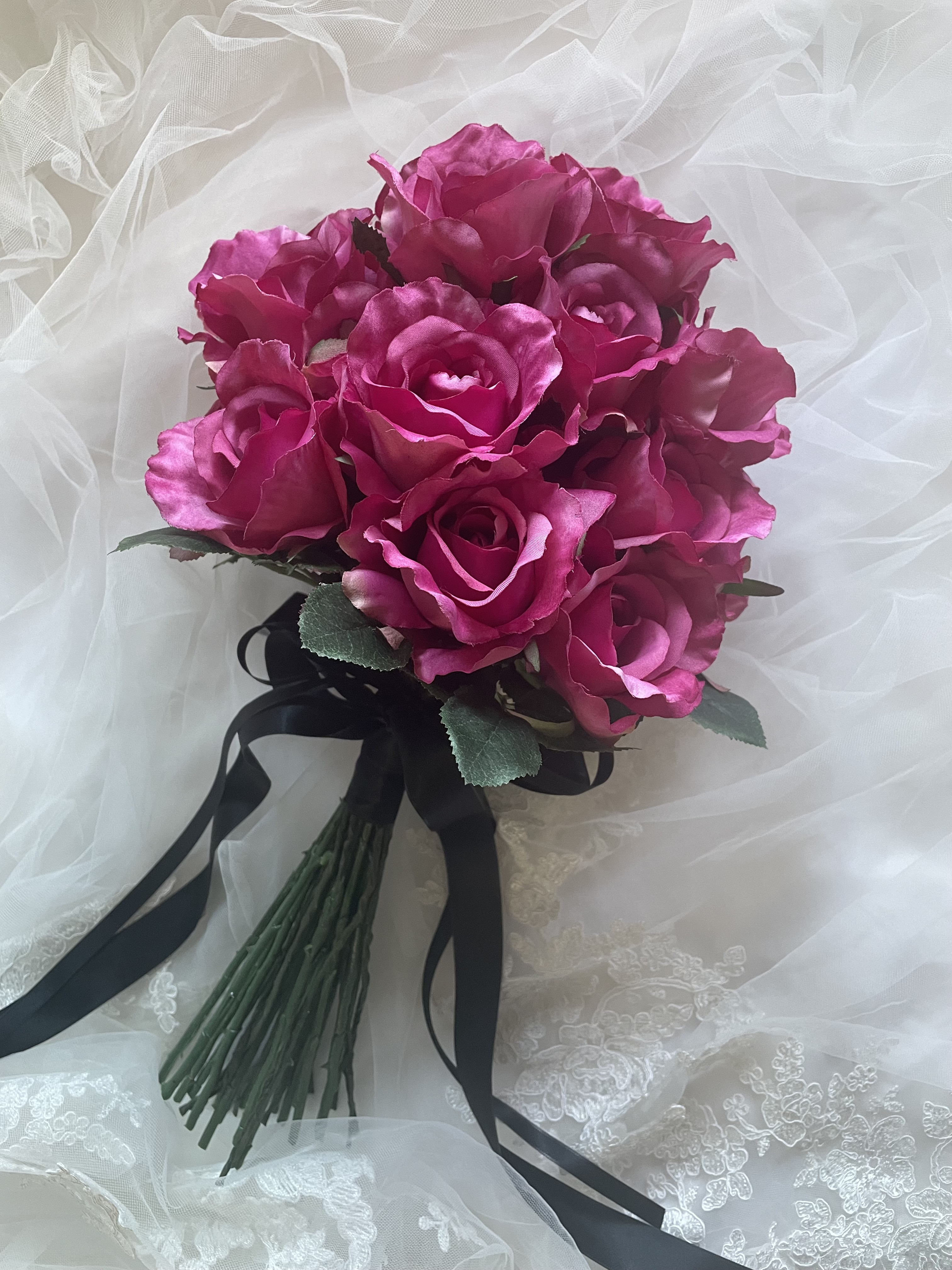 ローズブーケ/薔薇のブーケ/シングルブーケ/ウェディングブーケ/ブートニア付きブーケ