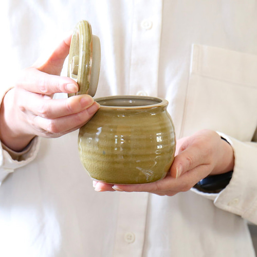梅干しやお漬物入れにおすすめ お漬物甕（かめ）砂糖壺 赤 保存容器
