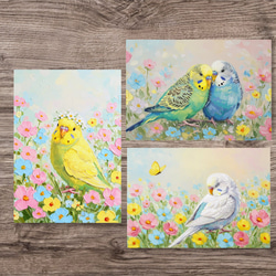 イーゼル付き】かわいいセキセイインコのミニキャンバス｜ミニチュア