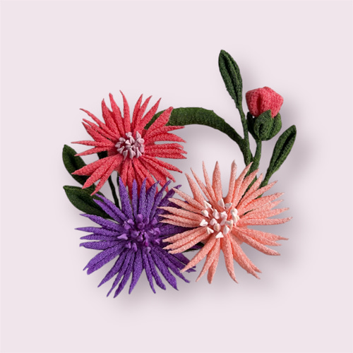 つまみ細工 ブローチ ヤグルマソウ インテリア プレゼント プチギフト