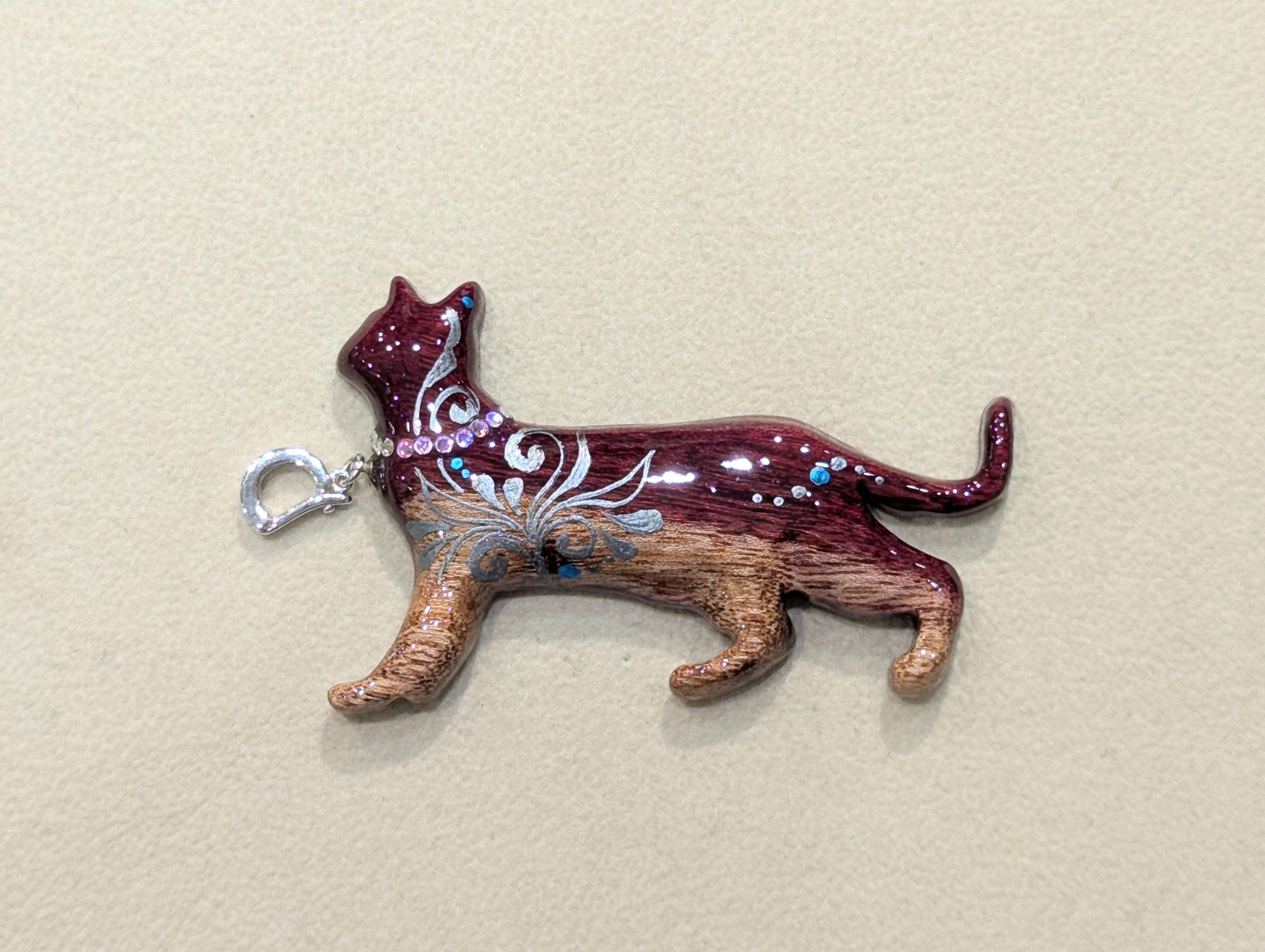 木製　ペンダントトップ　（　ねこ　）