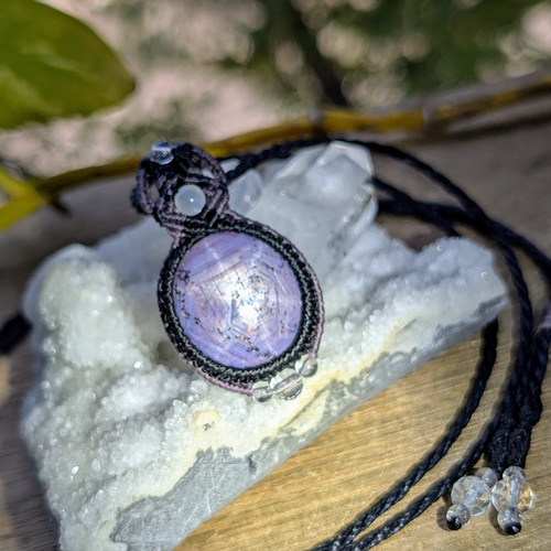 ☆スターコランダム・サファイア☆マクラメ編みネックレス 357