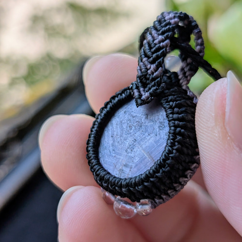 『理姫』サファイアのマクラメペンダントネックレス 天然サファイア天然石ペンダント/ネックレス*マクラメ*原石