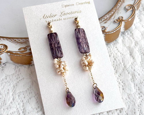 もちこ【希少】MIZUKI ブラックチェーン ゴールドビーズ ロングピアス もちこ【希少】MIZUKI ブラックチェーン ゴールドビーズ ロングピアス