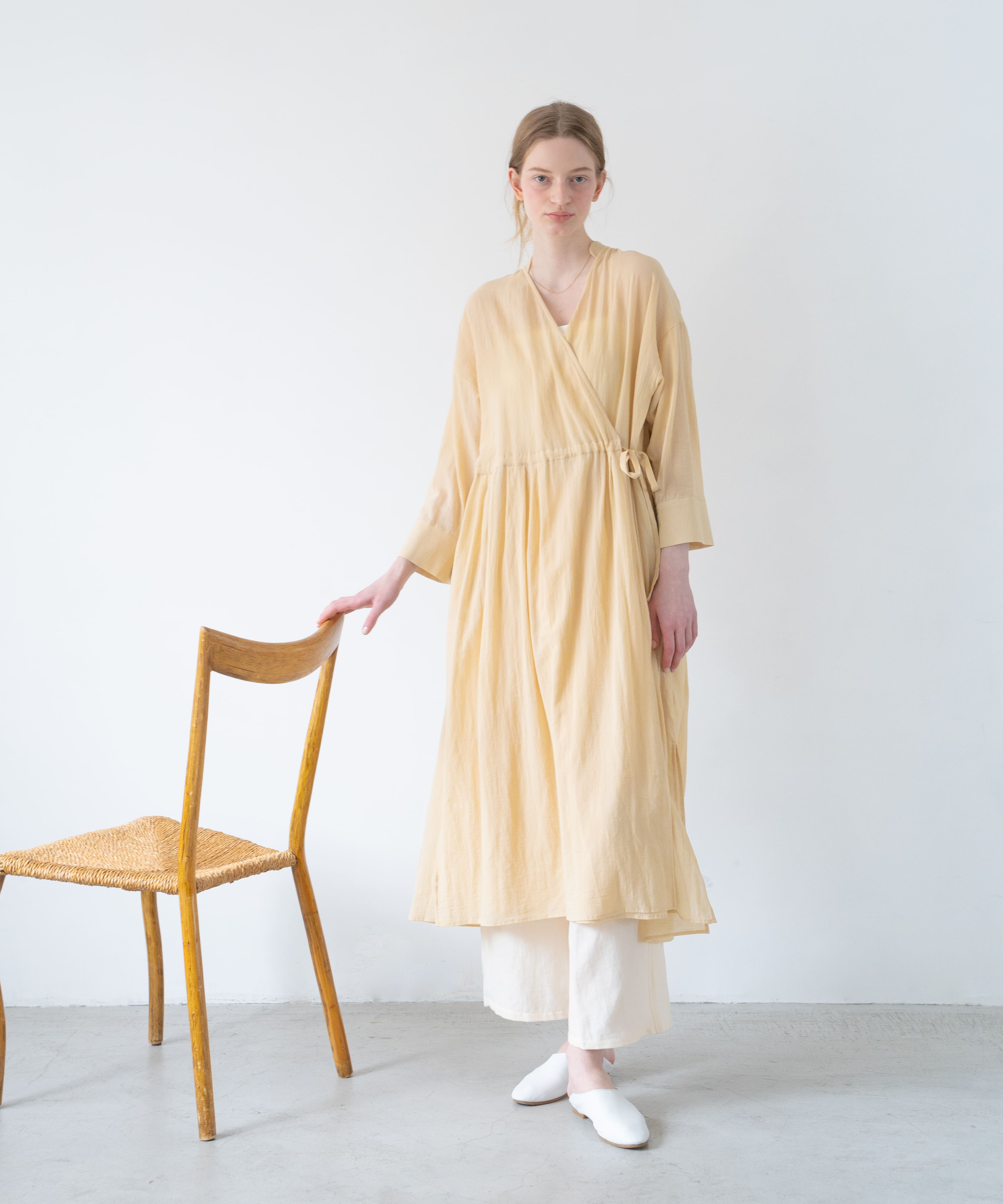 洗える/柔らか素材/草木染め】カシュクールワンピース エンジュ