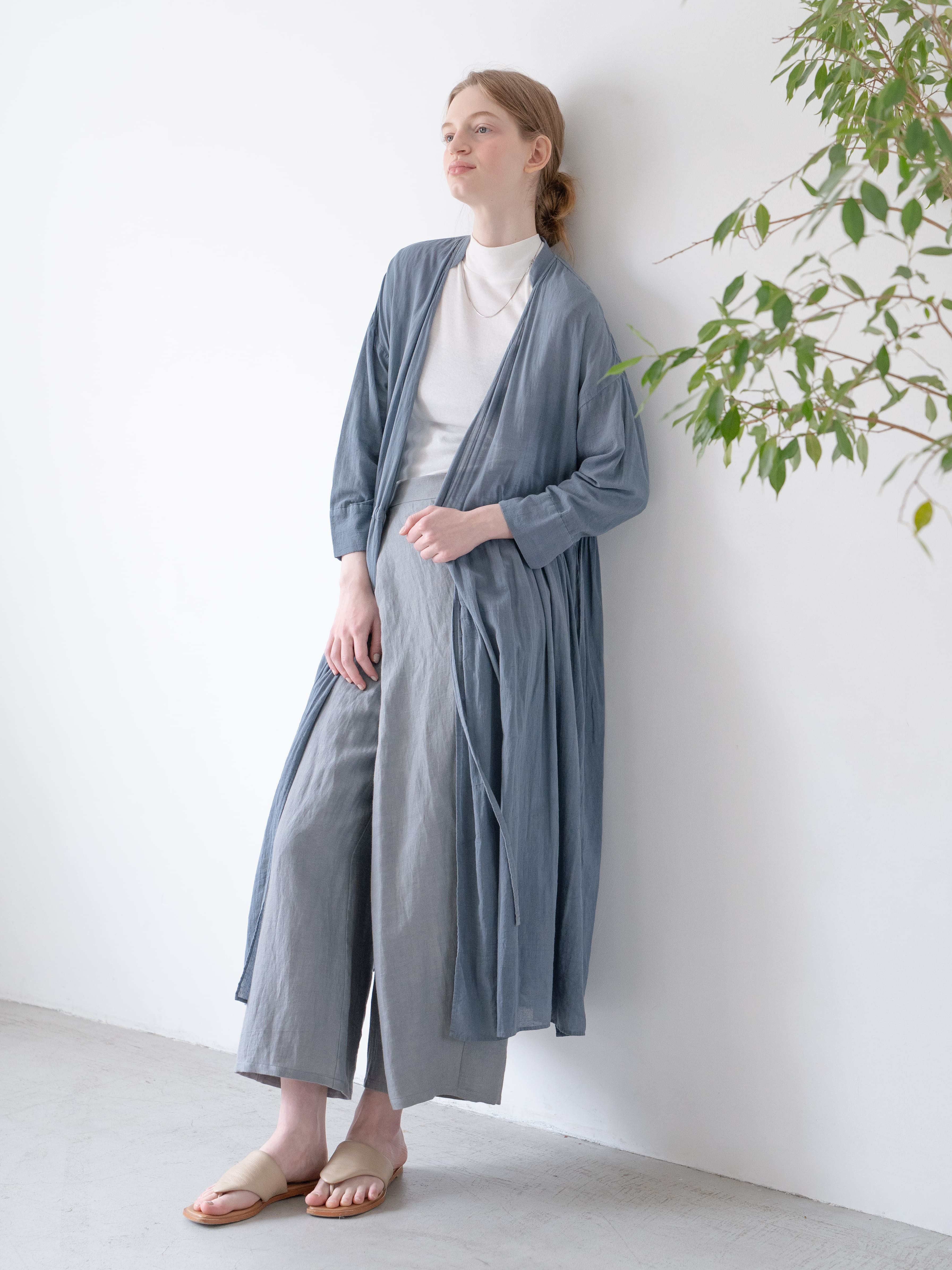 【洗える/柔らか素材/草木染め】カシュクールワンピース　ログウッド薄ブルー