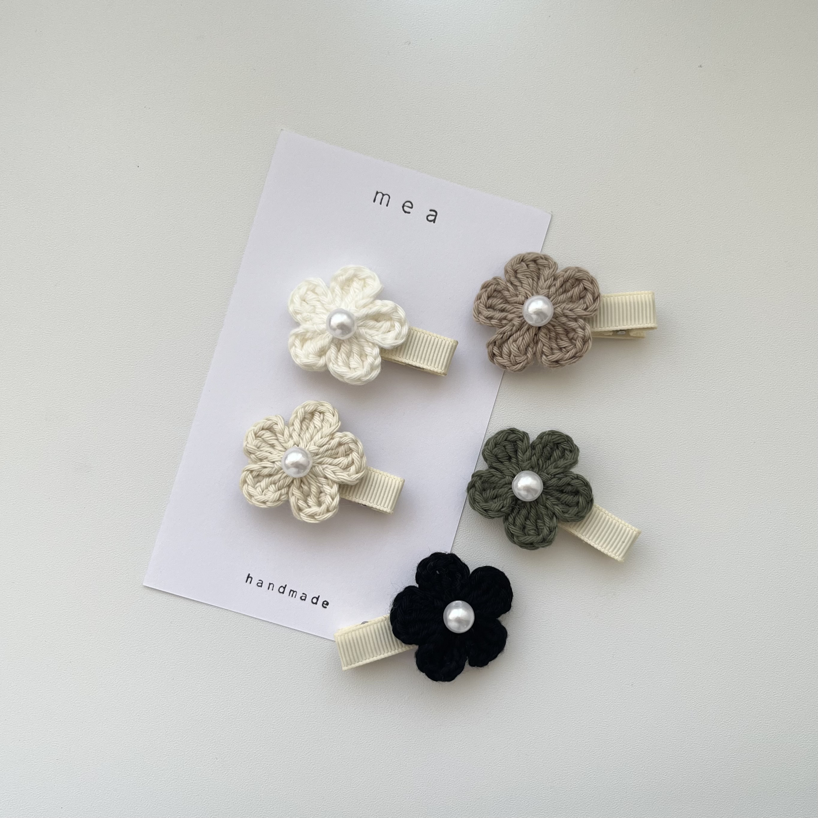 赤ちゃん オーダーメイド♡パール付きダブルフラワー♡ベビー 髪留め ヘアクリップ
