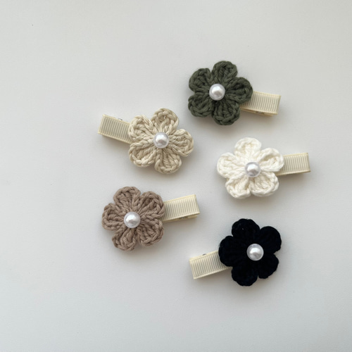 ヘアゴム　ベビーヘアクリップ　パール付きフラワー 楽天市場】【 ベビー ヘアクリップ 】パール付き レースフラワー