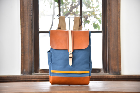 八幡帆布鞄 革と高島帆布のリュック バックパック ハンドメイド 八幡