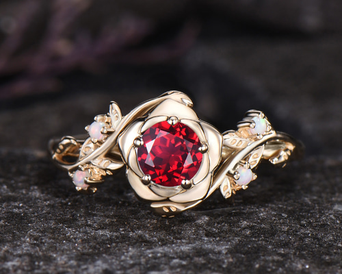 ルビー 花デザイン ゴールドリング 楽天市場】K18 ルビー ダイヤモンド フラワー リング 18金 18k