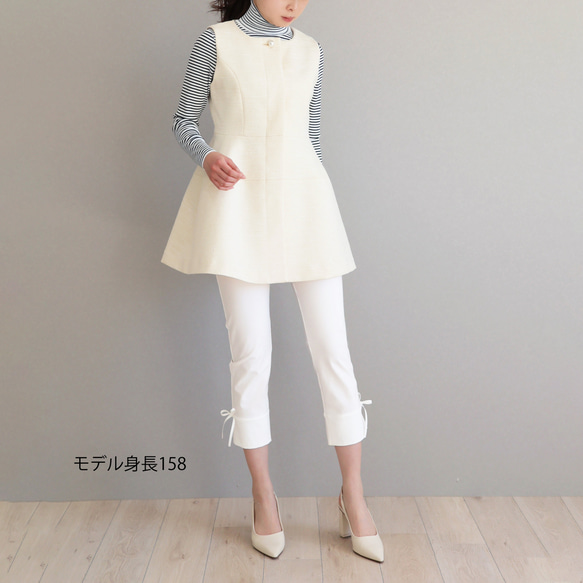 [超舒服！ ] 羅緞帶緊身褲 [海軍藍] 第6張的照片