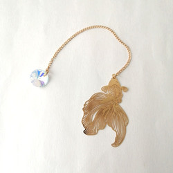 在庫限り【金魚とキラキラオーロラガラスのブックマーカー】　本のしおり　しおり　栞　ブックマーカー　ブックマーク　金魚 15枚目の画像