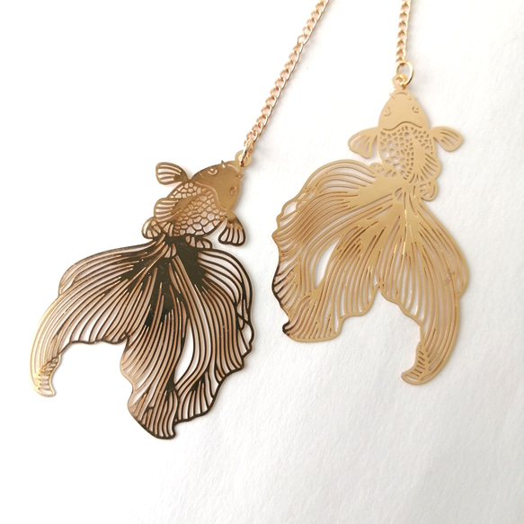 在庫限り【金魚とキラキラオーロラガラスのブックマーカー】　本のしおり　しおり　栞　ブックマーカー　ブックマーク　金魚 17枚目の画像