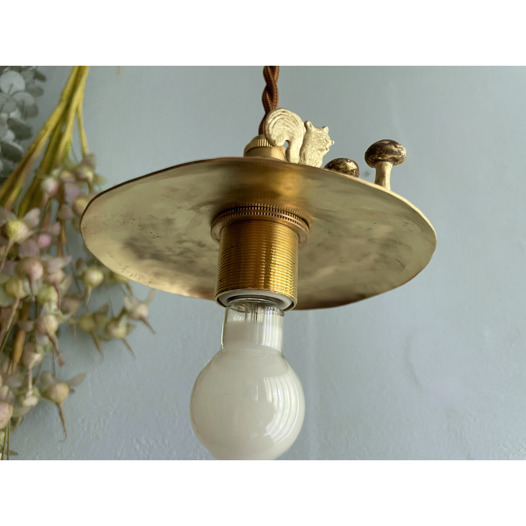 受注制作 山小屋ライトミニ「きのこのライト」ペンダントライト　真鍮　ランプシェード