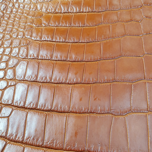 ワニ革 クロコ 半艶マット  コニャック　No.C008303 16枚目の画像