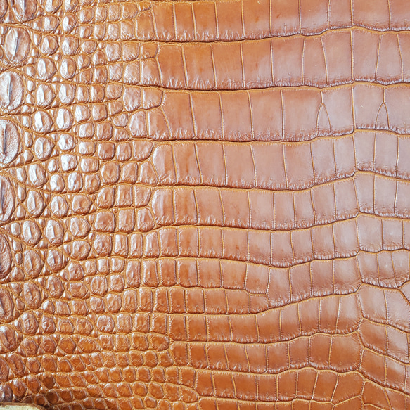 ワニ革 クロコ 半艶マット  コニャック　No.C008303 13枚目の画像