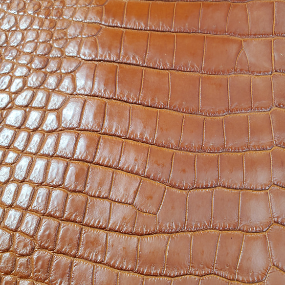 ワニ革 クロコ 半艶マット  コニャック　No.C008303 17枚目の画像