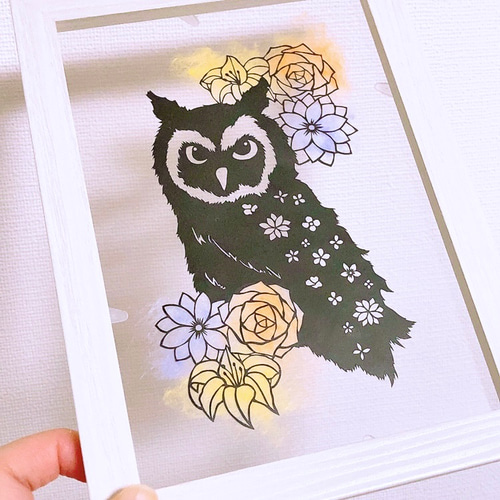 切り絵】花梟 切り絵 ふわコロ《紗紀》 通販 19313394｜Creema