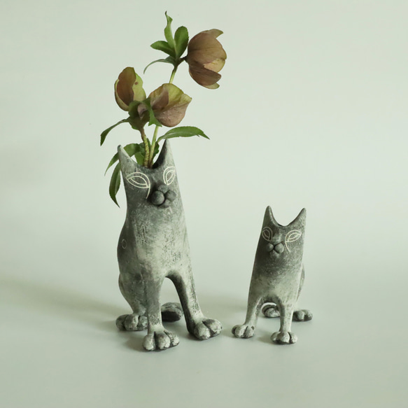 平猫/黒（中）花器 1枚目の画像