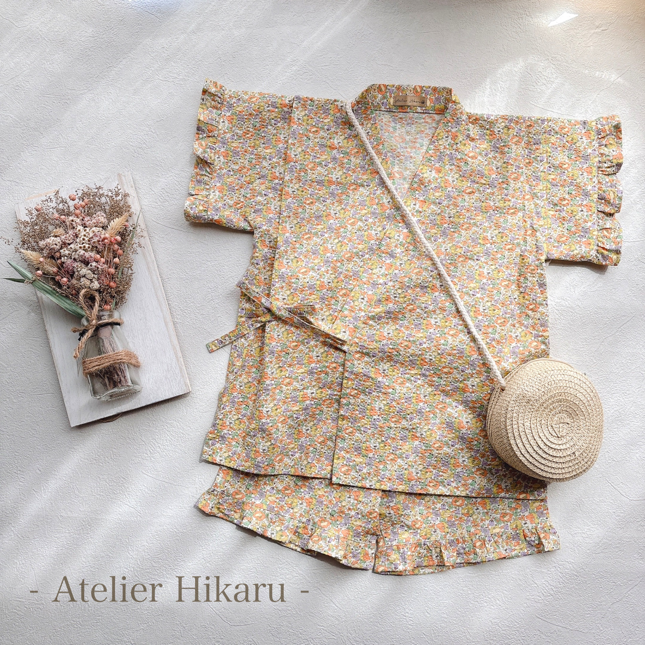 甚平　子供甚平　夏服　夏甚平　浴衣　子供浴衣　女の子　花柄甚平　夏祭り　花柄　子供服　お揃い　100cm　姉妹　祭り 4,872円