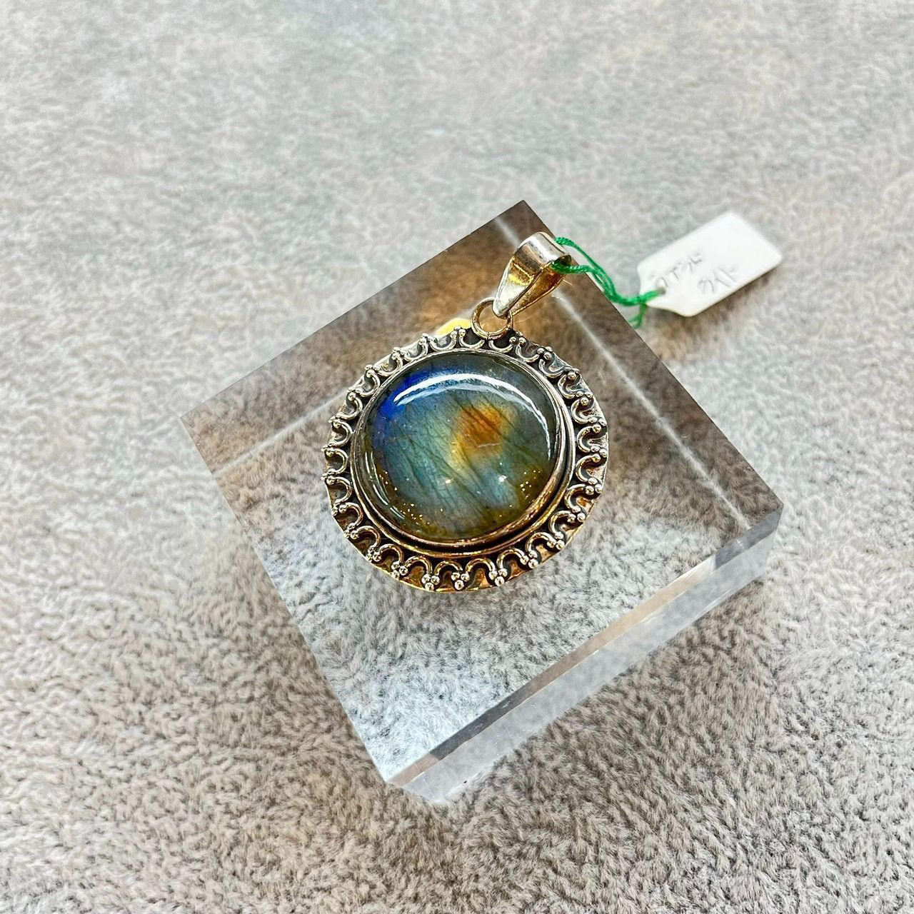 ペンダントトップ シルバー925 ラブラドライト ブルー マルチカラー ハンドメイド 一点物 ネックレス