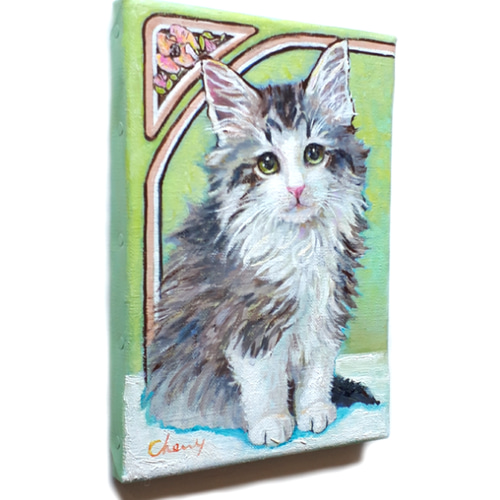 【原画販売】ノルウェージャンフォレストキャットの水彩画 原画販売】ノルウェージャンフォレストキャットの水彩画 原画